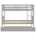 Twin Over Twin Bunk Beds With Trundle, Solid Wood Trundle Bed Frame With Safety Rail And Ladder, Kids Teens Bedroom, Guest Room Furniture, Can Be Converted Into 2 Beds,Grey Old Sku:W504S00027 Grey Pine