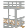 Twin Over Twin Bunk Beds With Trundle, Solid Wood Trundle Bed Frame With Safety Rail And Ladder, Kids Teens Bedroom, Guest Room Furniture, Can Be Converted Into 2 Beds,Grey Old Sku:W504S00027 Grey Pine