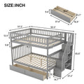 Full Over Full Bunk Bed With Two Drawers And Storage, Gray Gray Pine