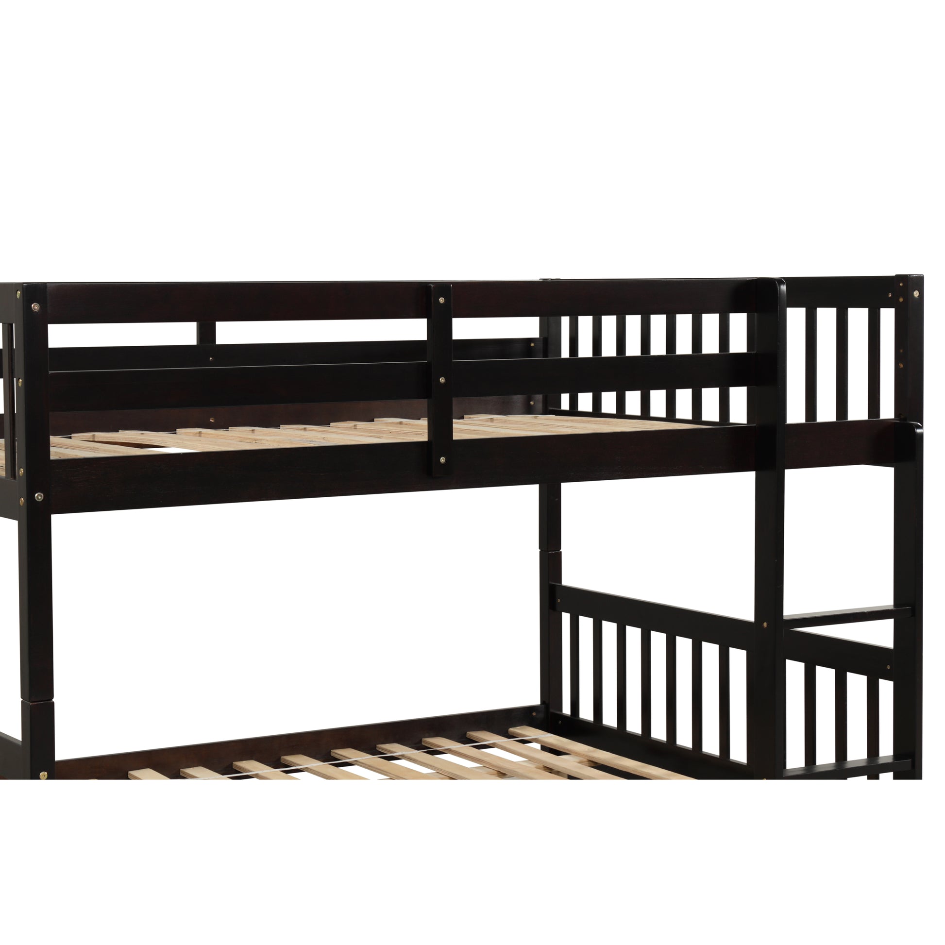 Full Over Full Bunk Bed With Trundle,Espresso Espresso Pine