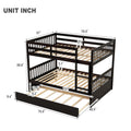 Full Over Full Bunk Bed With Trundle,Espresso Espresso Pine