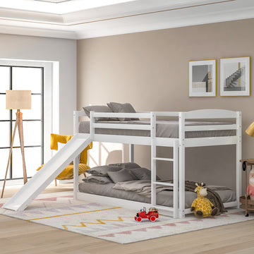 Twin Over Twin Bunk Bed With Convertible Slide And Ladderwhite Old Sku:Wf281725Aak White Pine