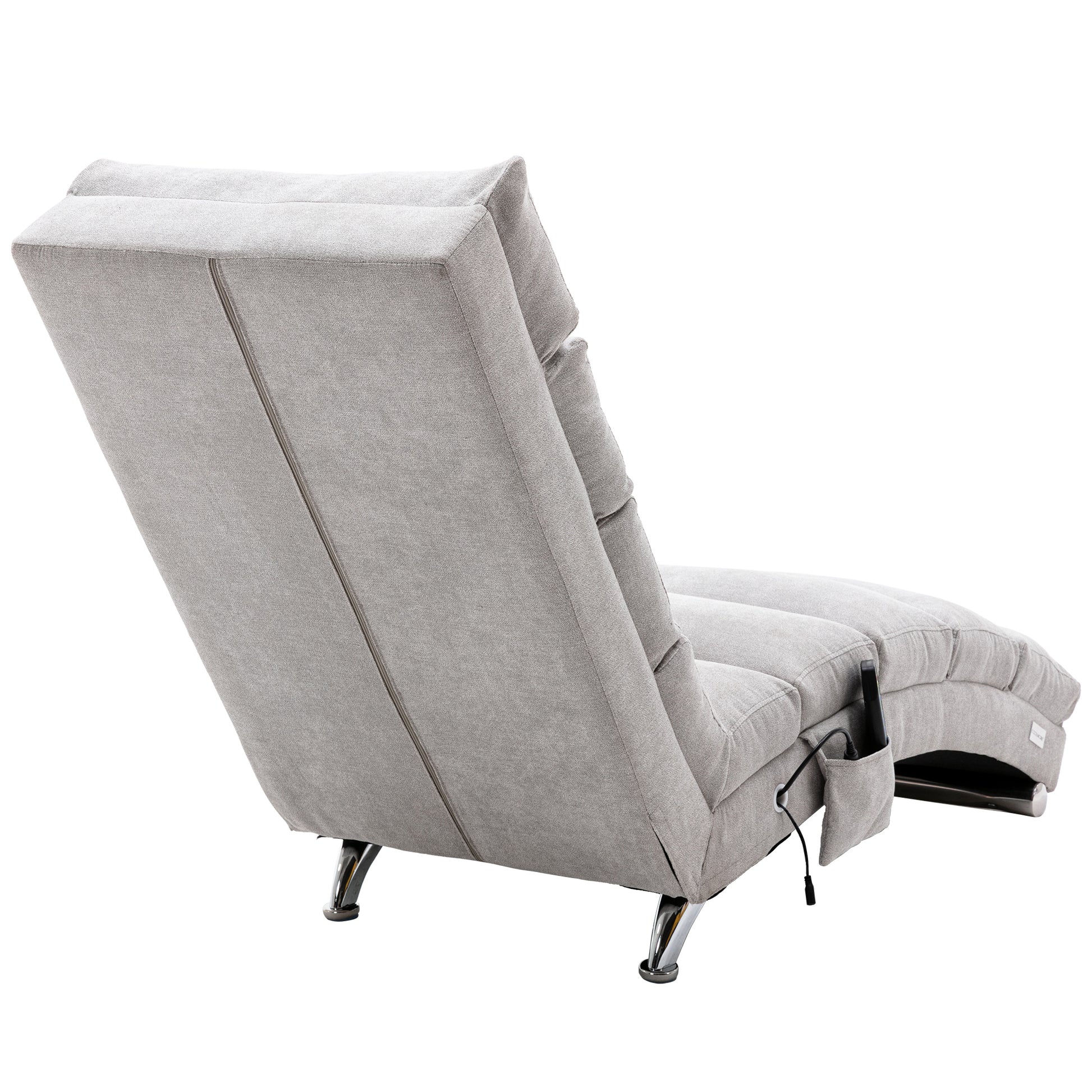 Coolmore Linen Massage Chaise Lounge Indoor With Remote Control,Ergonomic Electric Massage Long Lounger With 5 Modes For Office, Living Room,Bedroom Light Grey Light Grey Foam Linen