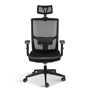 Yssoa Office Ergonomic Mesh Computer Chair With Wheels & Arms & Lumbar Support, 02B, Black Pro Black Metal