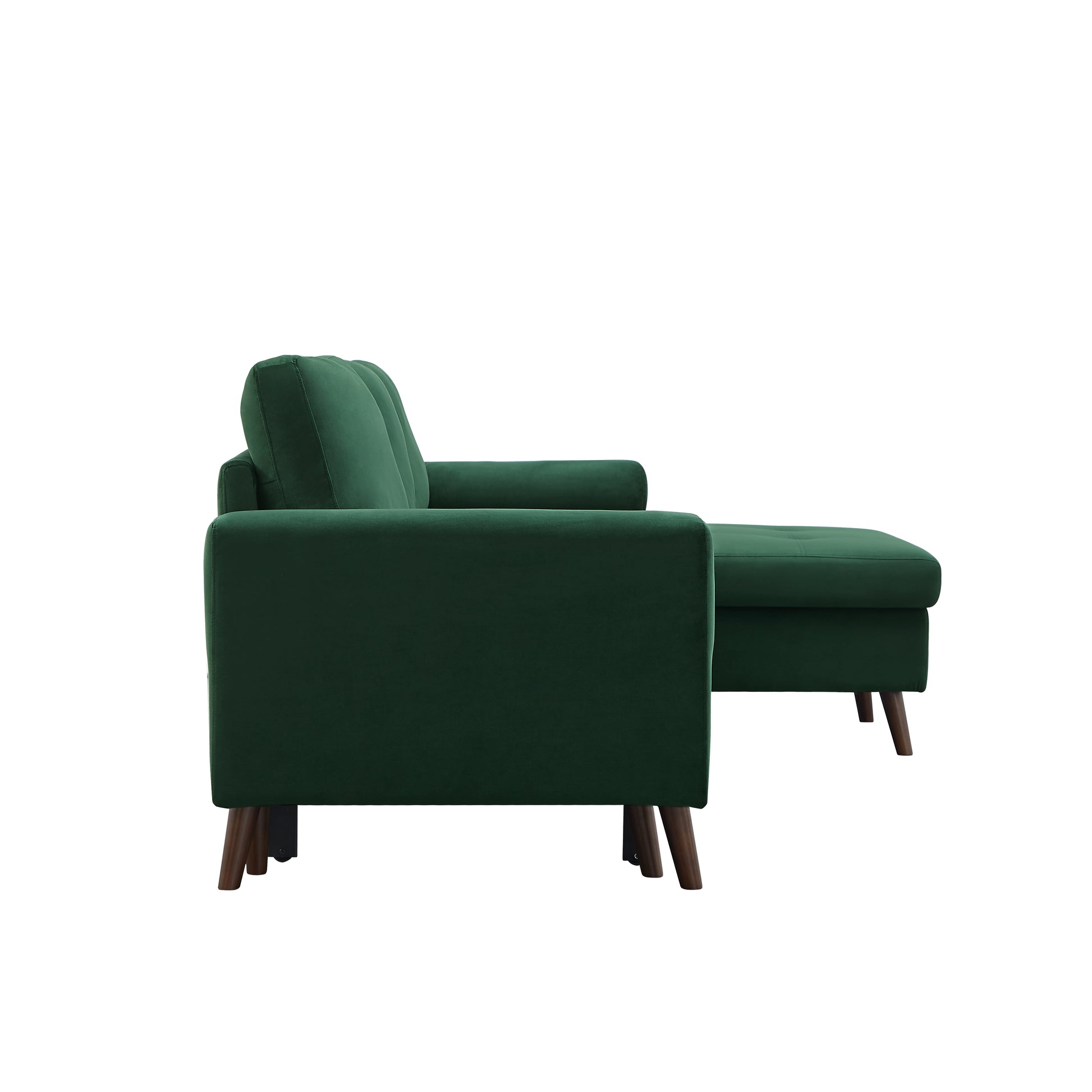 88 Inch Reversible Pull Out Sleeper Sectional Storage Sofa Bed,Corner Sofa Bed With Storage Chaise Left Right Handed Chaise Green Foam Velvet