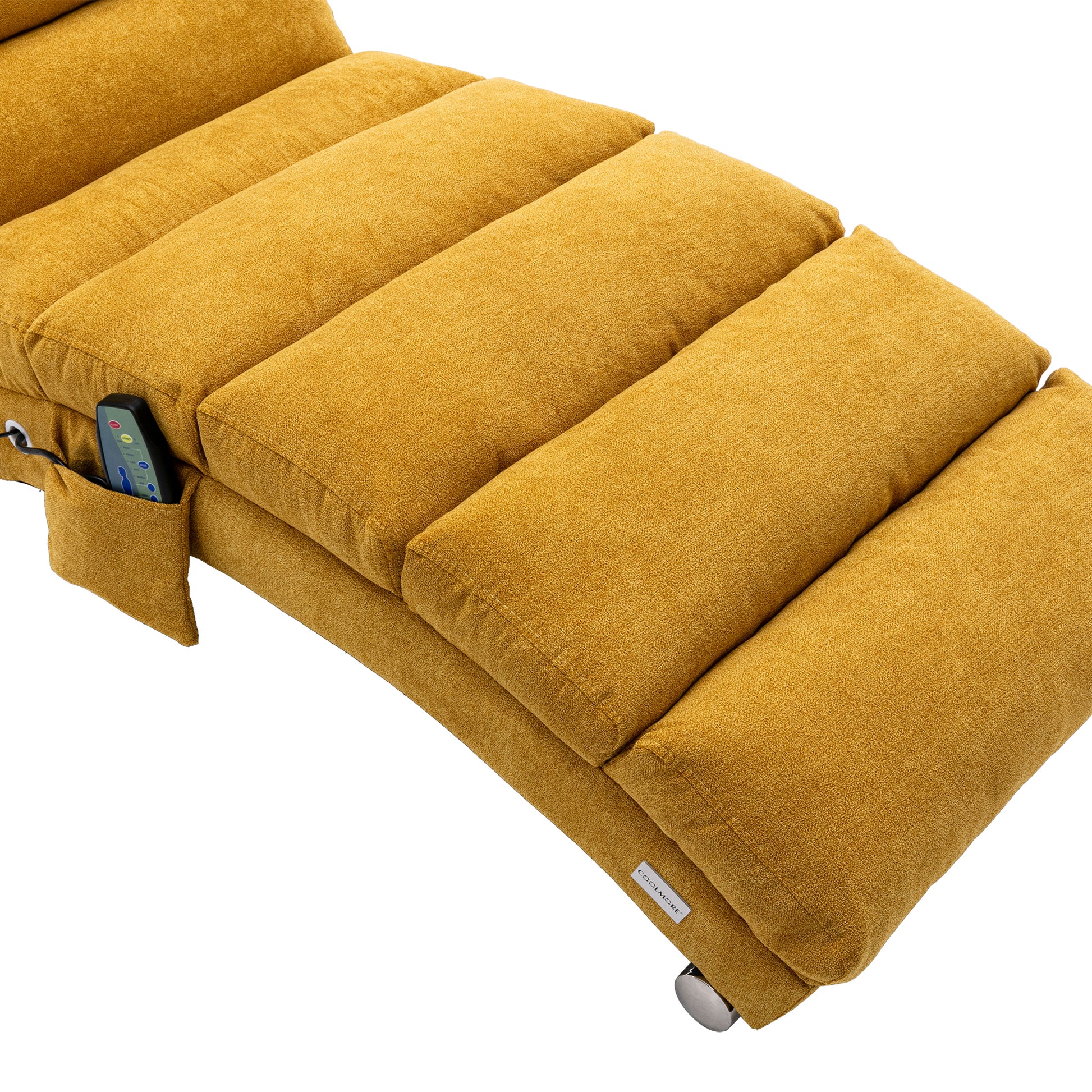 Coolmore Linen Massage Chaise Lounge Indoor With Remote Control,Ergonomic Electric Massage Long Lounger With 5 Modes For Office, Living Room,Bedroom Mustard Mustard Foam Linen