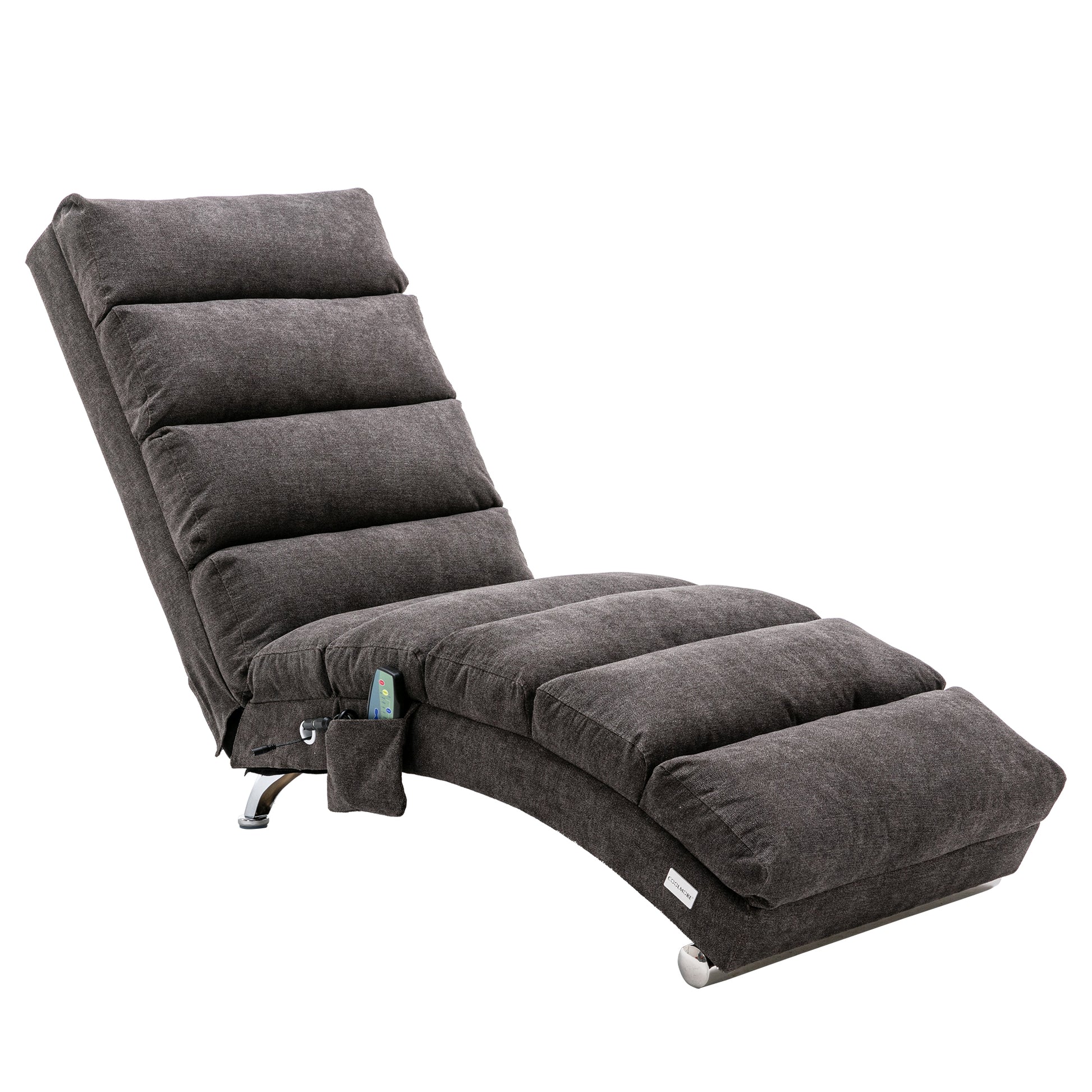 Coolmore Linen Massage Chaise Lounge Indoor With Remote Control,Ergonomic Electric Massage Long Lounger With 5 Modes For Office, Living Room,Bedroom Dark Gray Dark Gray Foam Linen