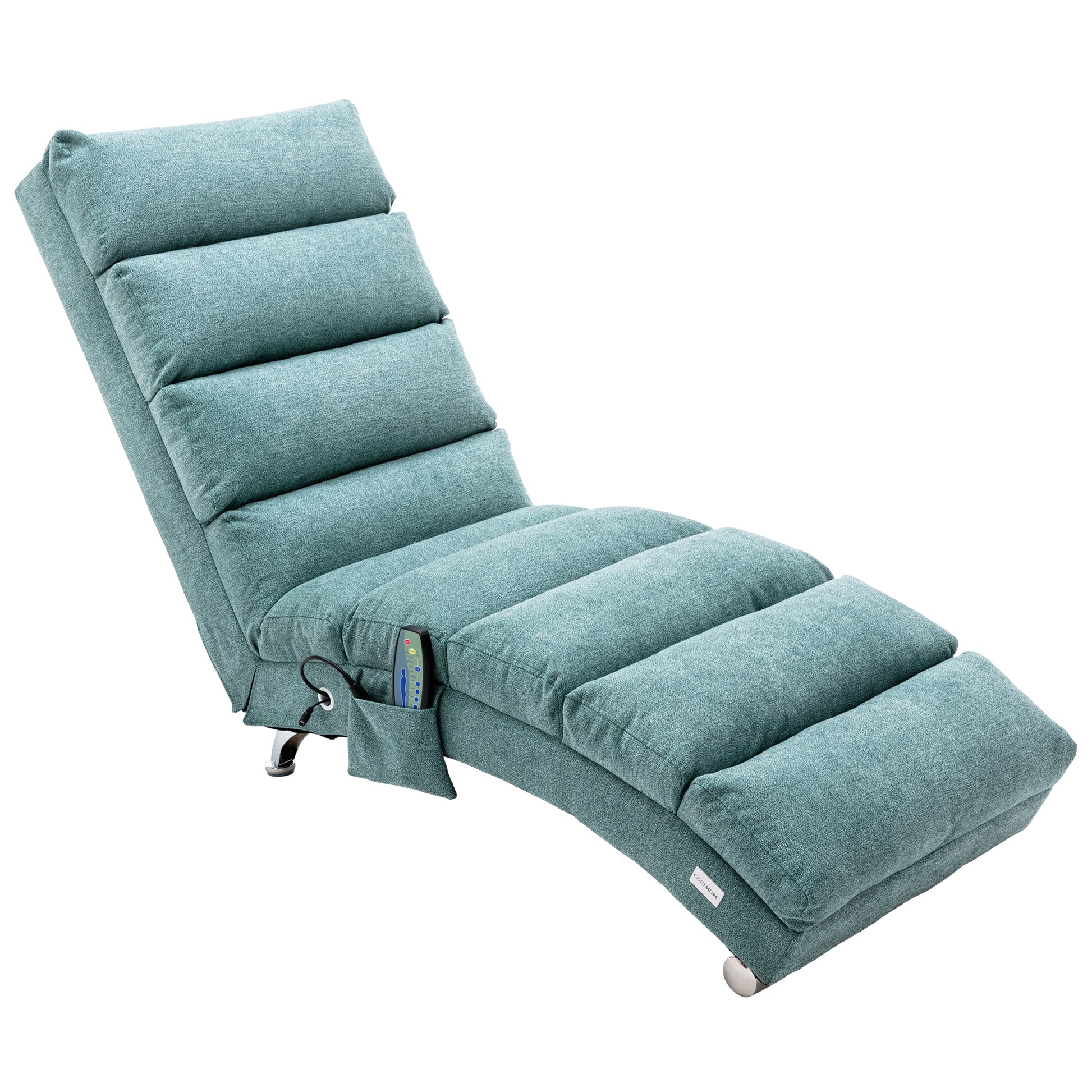 Coolmore Linen Massage Chaise Lounge Indoor With Remote Control,Ergonomic Electric Massage Long Lounger With 5 Modes For Office, Living Room,Bedroom Teal Teal Foam Linen