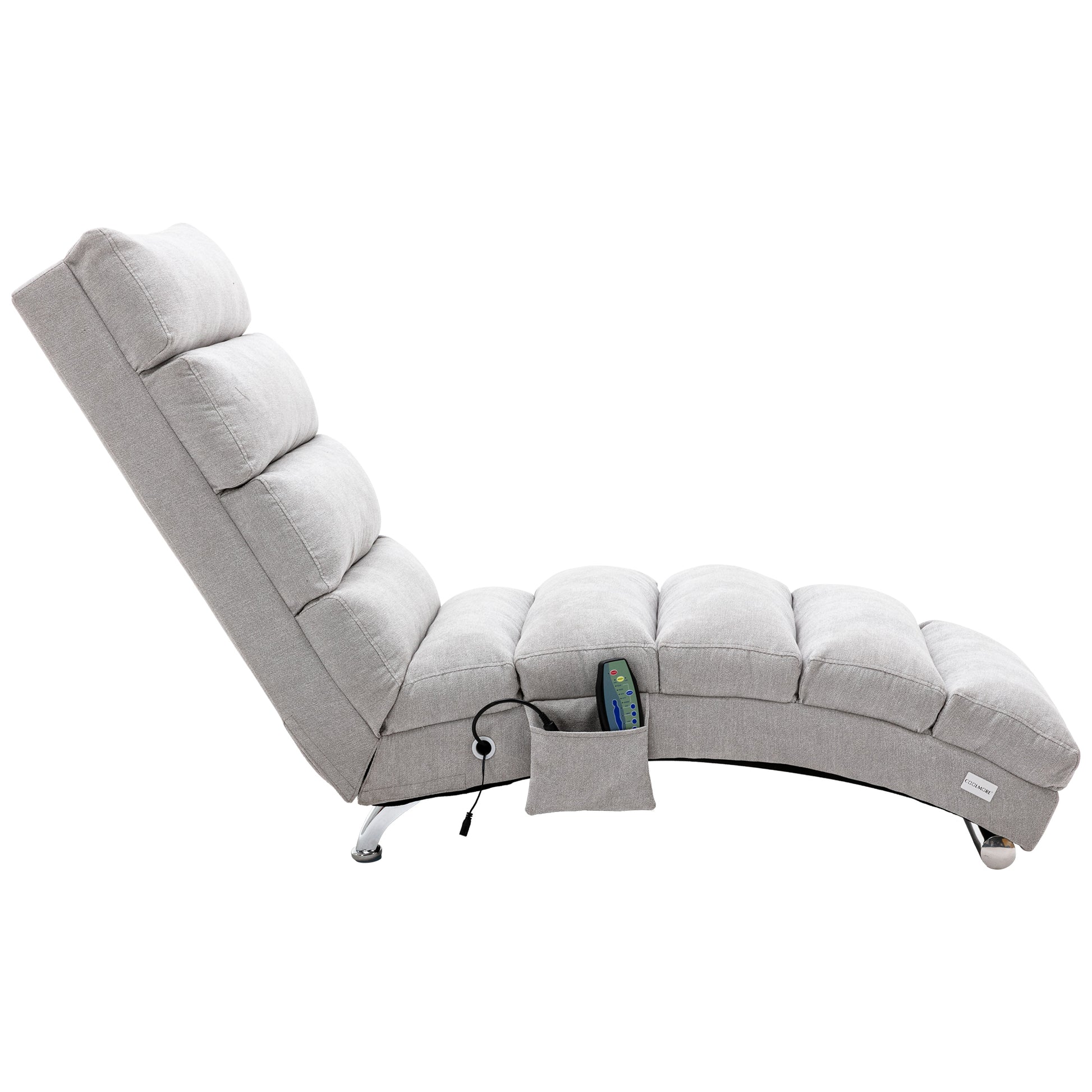 Coolmore Linen Massage Chaise Lounge Indoor With Remote Control,Ergonomic Electric Massage Long Lounger With 5 Modes For Office, Living Room,Bedroom Light Grey Light Grey Foam Linen