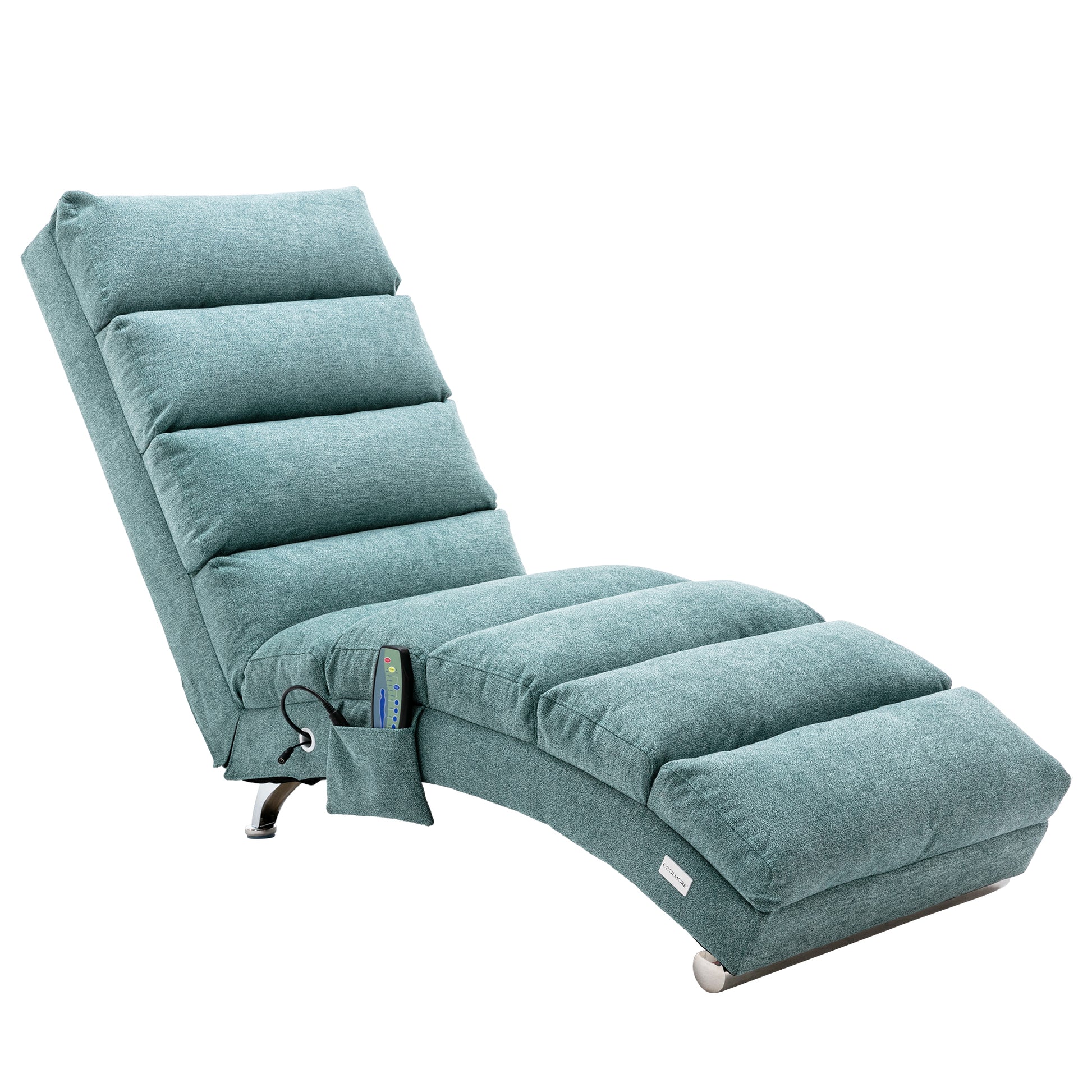 Coolmore Linen Massage Chaise Lounge Indoor With Remote Control,Ergonomic Electric Massage Long Lounger With 5 Modes For Office, Living Room,Bedroom Teal Teal Foam Linen