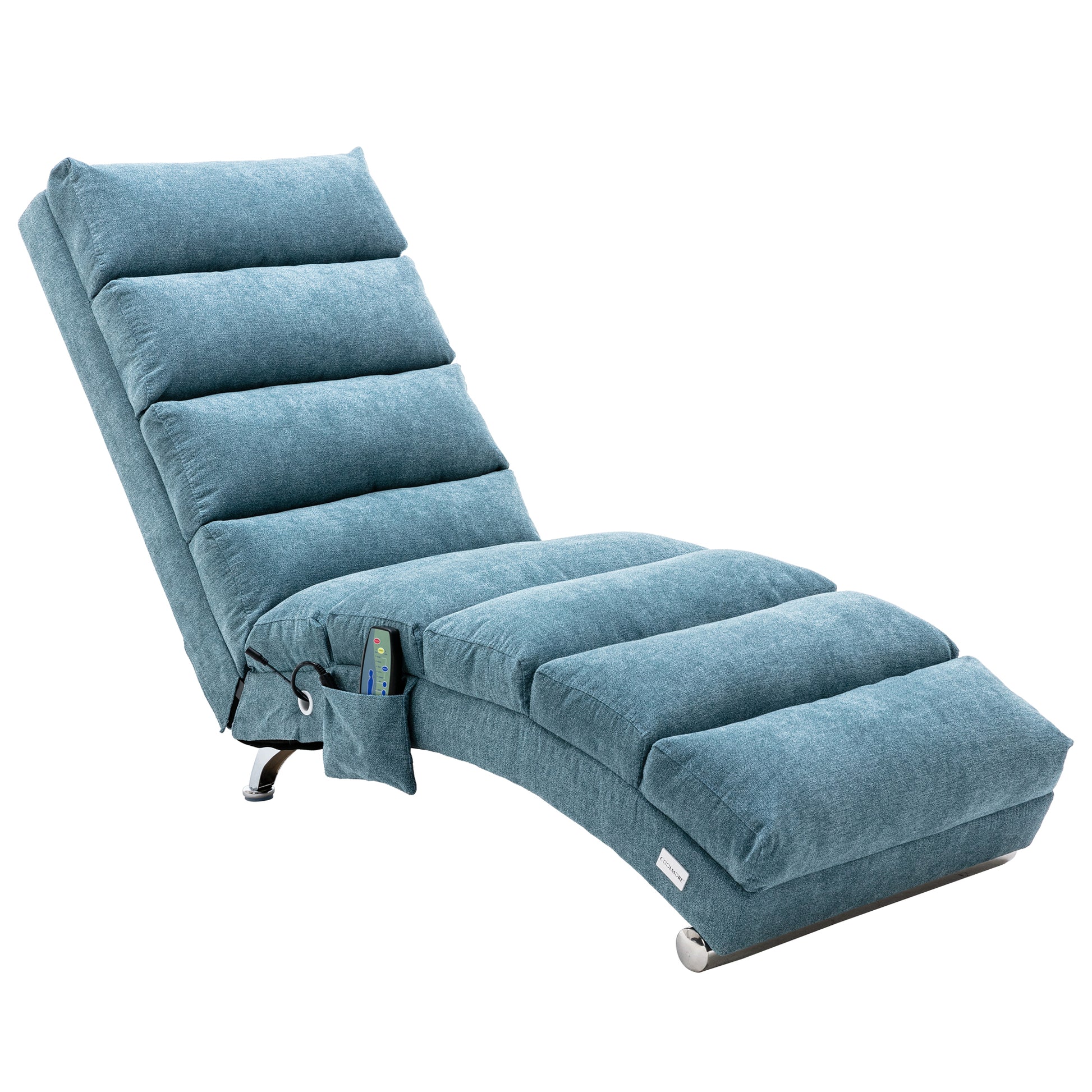 Coolmore Linen Massage Chaise Lounge Indoor With Remote Control,Ergonomic Electric Massage Long Lounger With 5 Modes For Office, Living Room,Bedroom Blue Blue Foam Linen