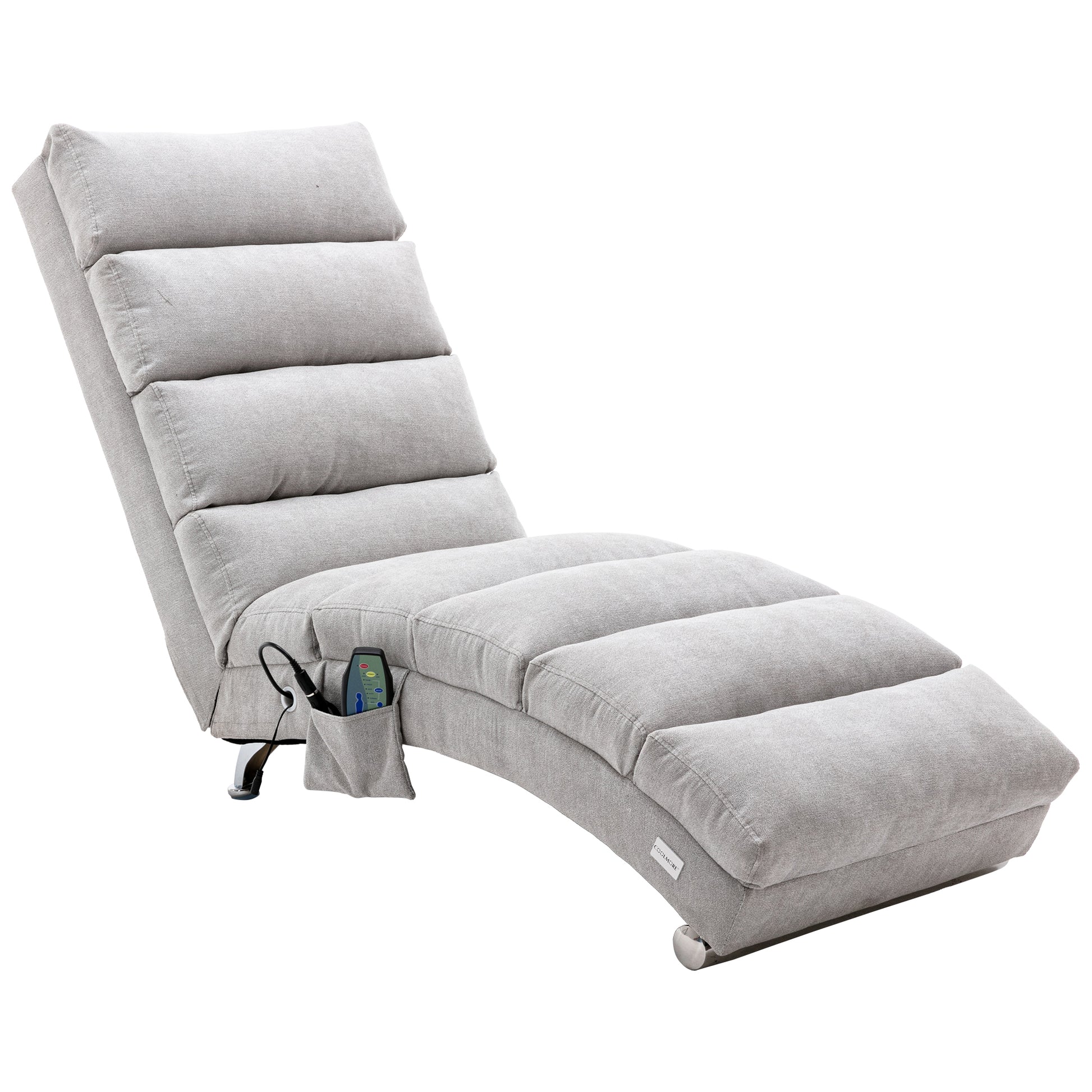 Coolmore Linen Massage Chaise Lounge Indoor With Remote Control,Ergonomic Electric Massage Long Lounger With 5 Modes For Office, Living Room,Bedroom Light Grey Light Grey Foam Linen