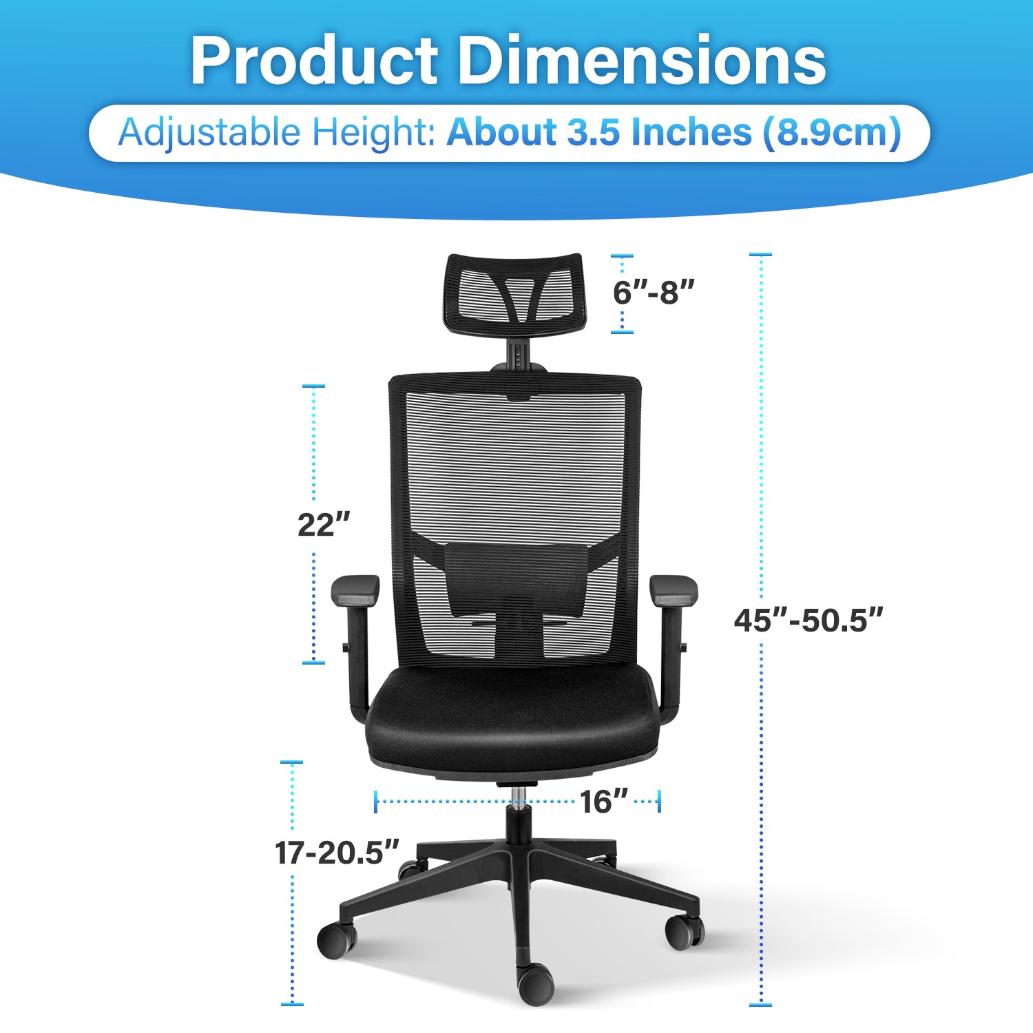 Yssoa Office Ergonomic Mesh Computer Chair With Wheels & Arms & Lumbar Support, 02B, Black Pro Black Metal