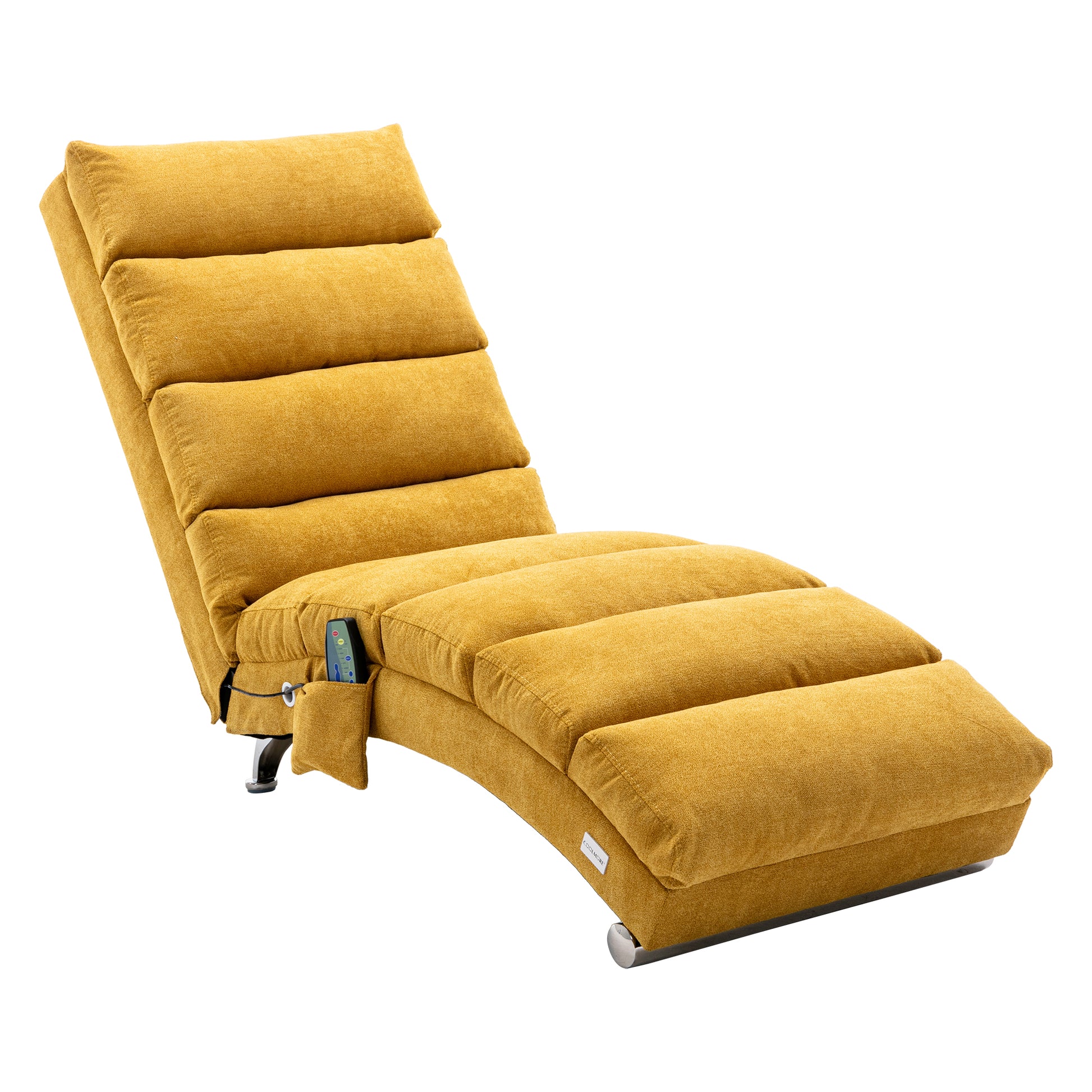 Coolmore Linen Massage Chaise Lounge Indoor With Remote Control,Ergonomic Electric Massage Long Lounger With 5 Modes For Office, Living Room,Bedroom Mustard Mustard Foam Linen