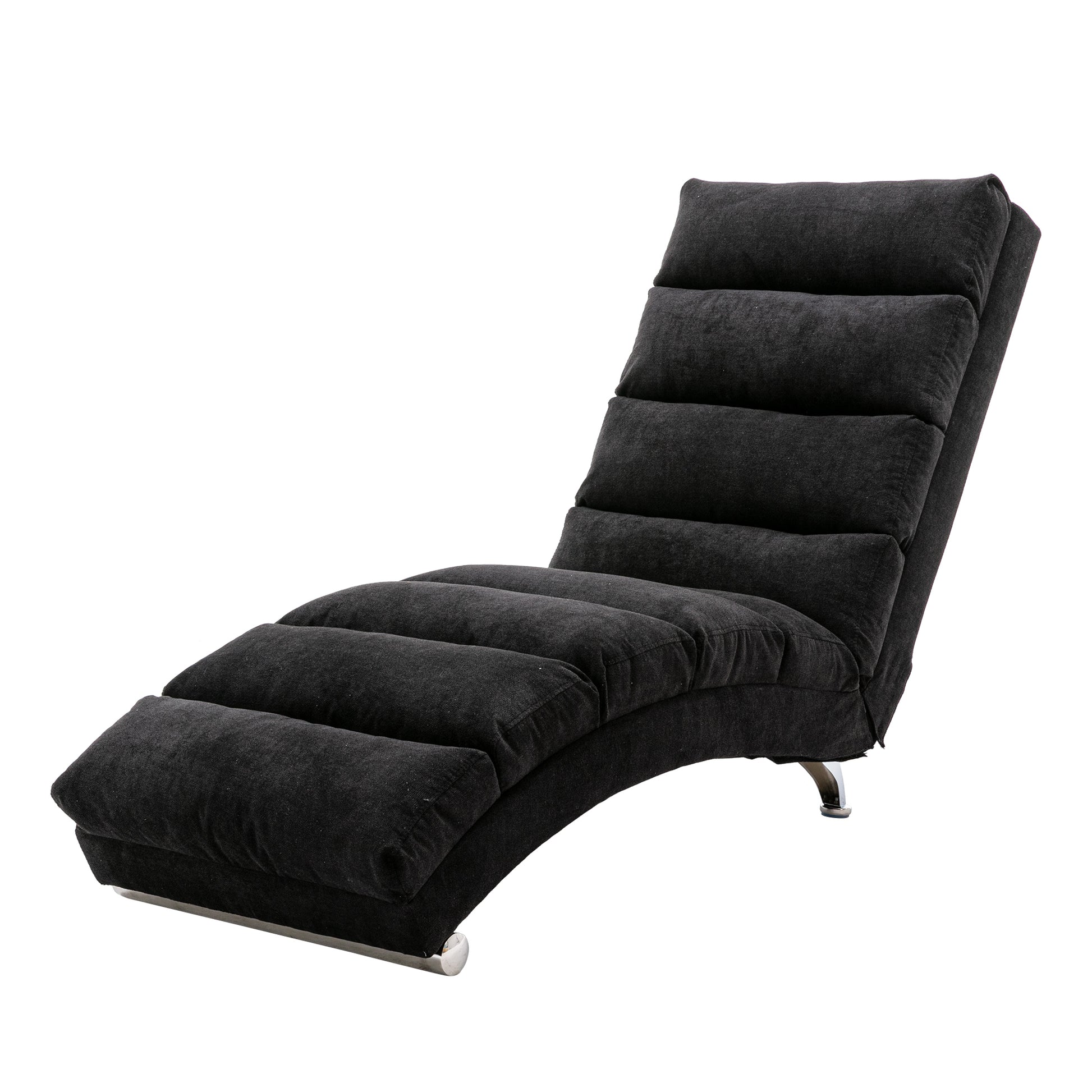 Coolmore Linen Chaise Lounge Indoor Chair, Modern Long Lounger For Office Or Living Room Black Polyester