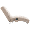 Coolmore Linen Massage Chaise Lounge Indoor With Remote Control,Ergonomic Electric Massage Long Lounger With 5 Modes For Office, Living Room,Bedroom Beige Beige Foam Linen