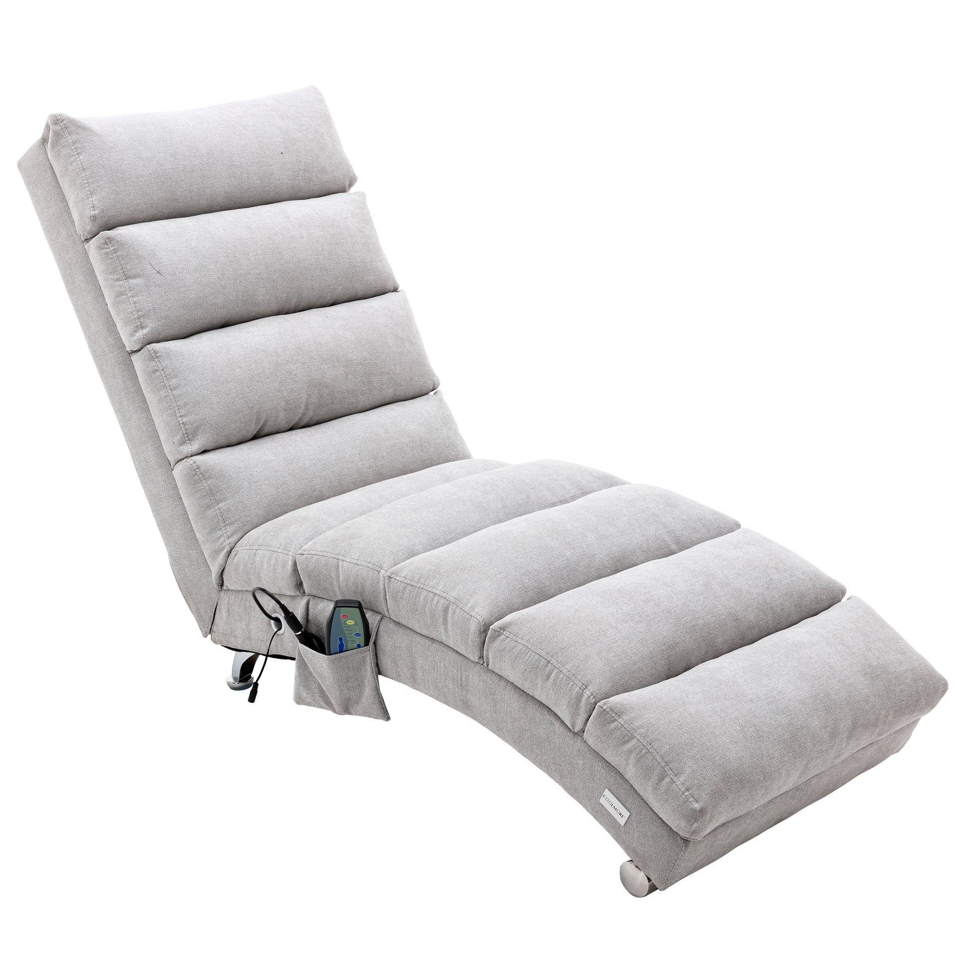 Coolmore Linen Massage Chaise Lounge Indoor With Remote Control,Ergonomic Electric Massage Long Lounger With 5 Modes For Office, Living Room,Bedroom Light Grey Light Grey Foam Linen