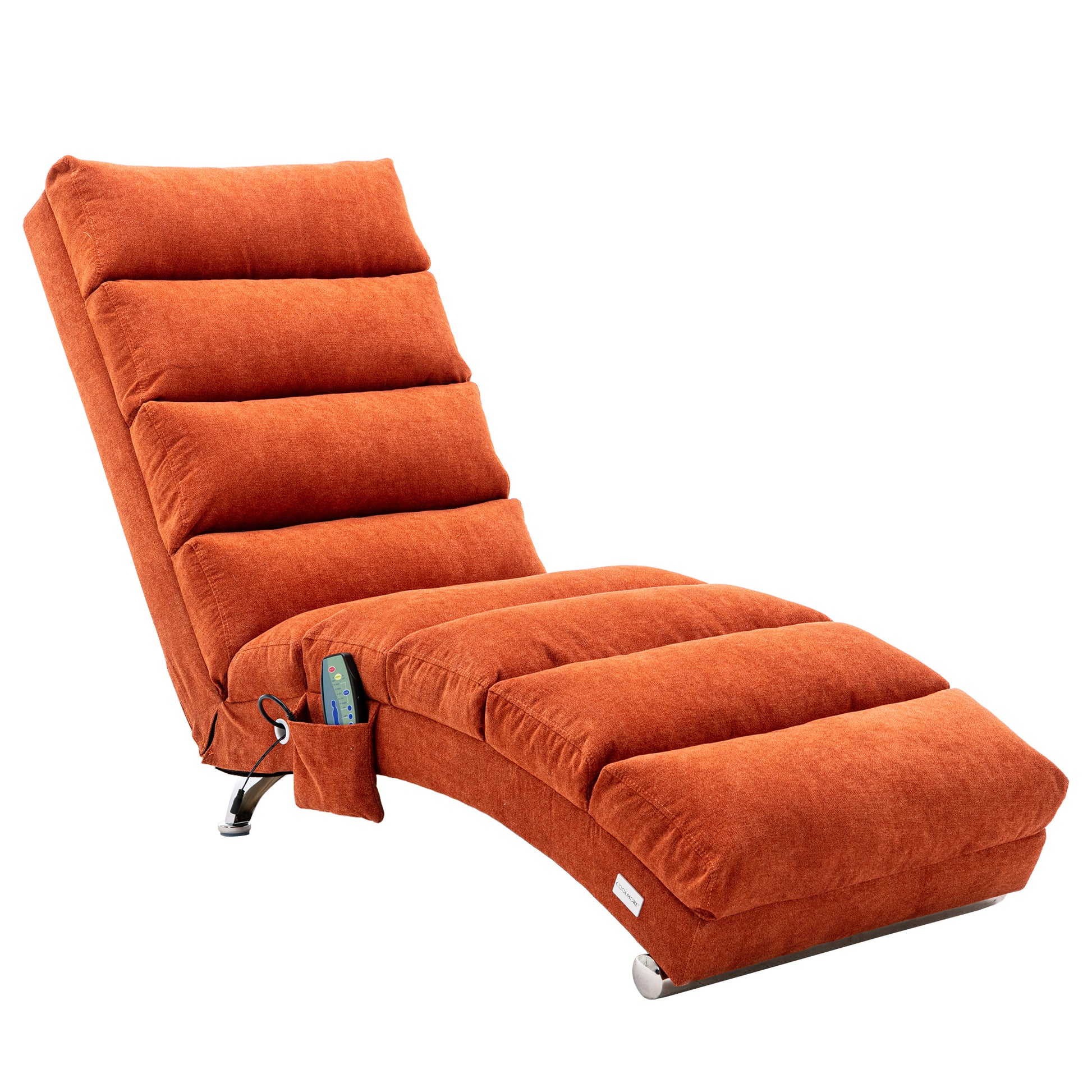 Coolmore Linen Massage Chaise Lounge Indoor With Remote Control,Ergonomic Electric Massage Long Lounger With 5 Modes For Office, Living Room,Bedroom Orange Orange Foam Linen