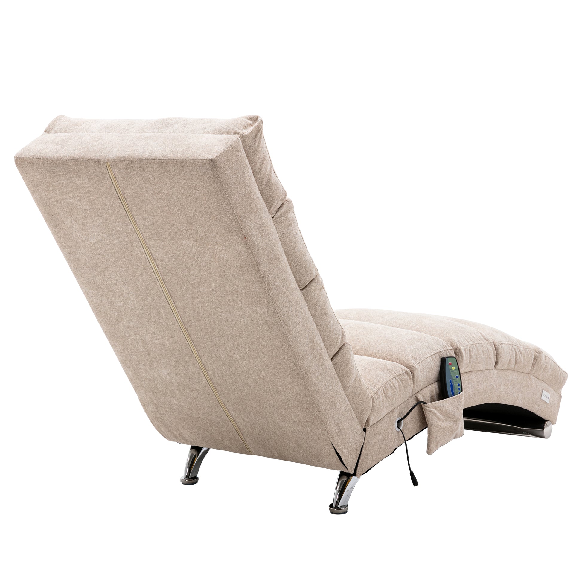 Coolmore Linen Massage Chaise Lounge Indoor With Remote Control,Ergonomic Electric Massage Long Lounger With 5 Modes For Office, Living Room,Bedroom Beige Beige Foam Linen