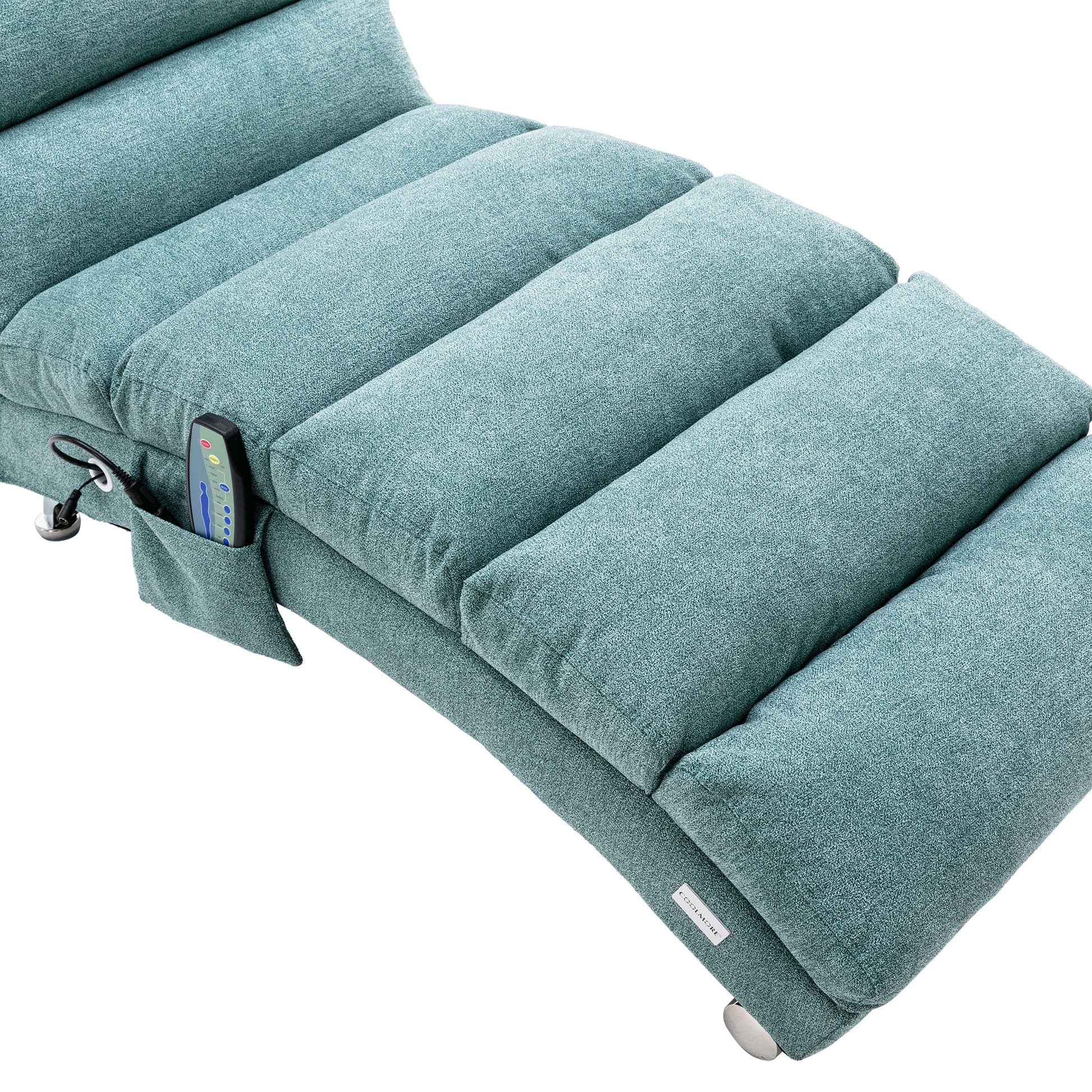 Coolmore Linen Massage Chaise Lounge Indoor With Remote Control,Ergonomic Electric Massage Long Lounger With 5 Modes For Office, Living Room,Bedroom Teal Teal Foam Linen