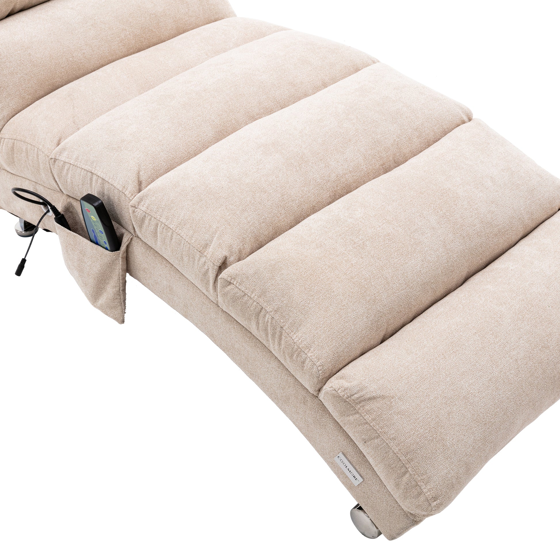 Coolmore Linen Massage Chaise Lounge Indoor With Remote Control,Ergonomic Electric Massage Long Lounger With 5 Modes For Office, Living Room,Bedroom Beige Beige Foam Linen