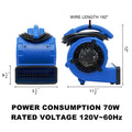 Simple Deluxe Air Mover, 305 Cfm Mini Floor Blower Fan For Water Damage, Blue, 12 Inch Blue Plastic