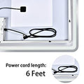 Simple Deluxe 36 X 28 Inch Large Wall Anti Fog Dimmable Led Bathroom Vanity Makeup Mirror With White Warm Light Horizontal Vertical , Transparent White Glass