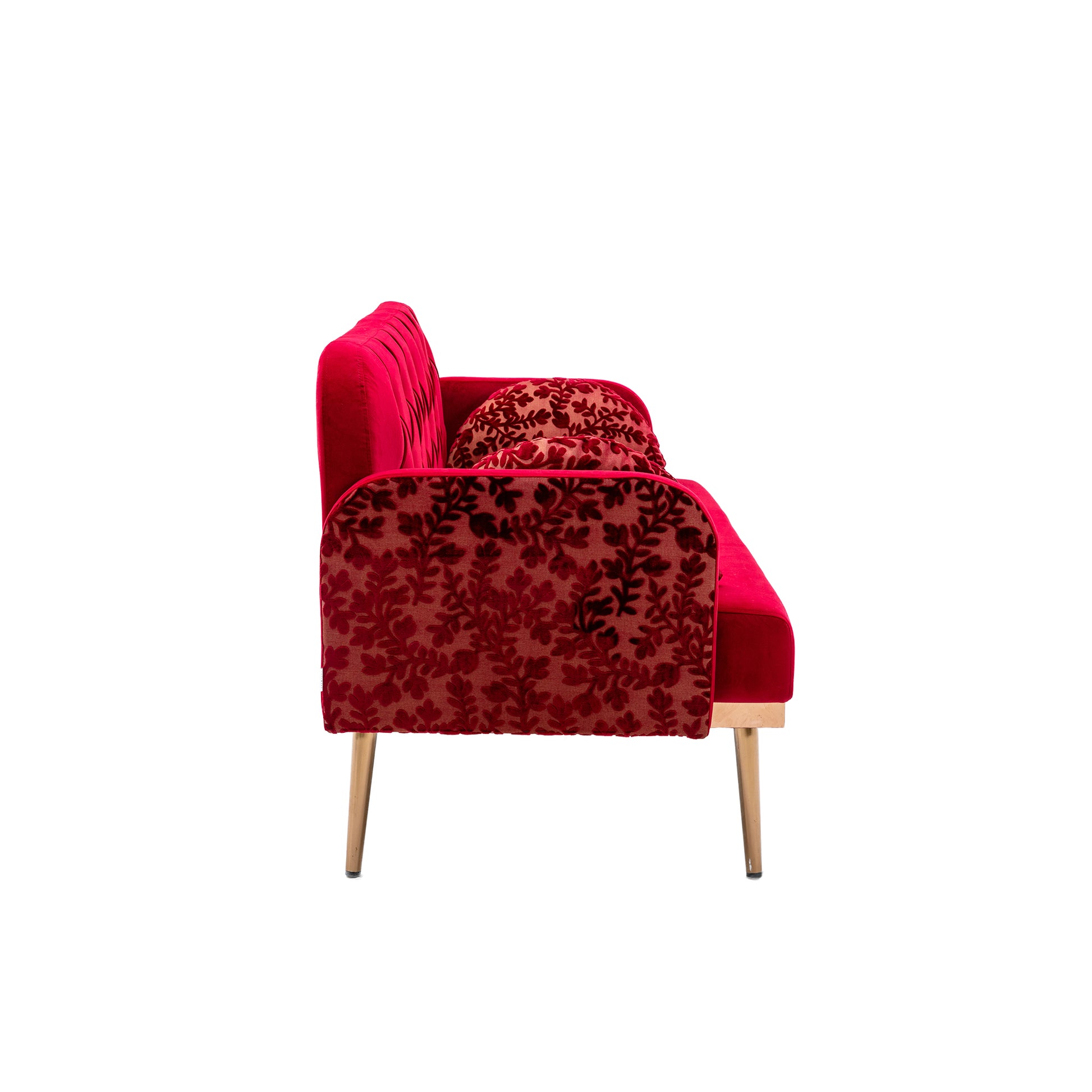 Coolmore Modern Velvet Loveseat Sofacomfy Upholstered 2 Seater Sofa With Gold Metal Legs, Small Loveseat Accent Couch For Living Bedroom Leisure Areas Red Velvet Red Foam Polyester 2 Seat