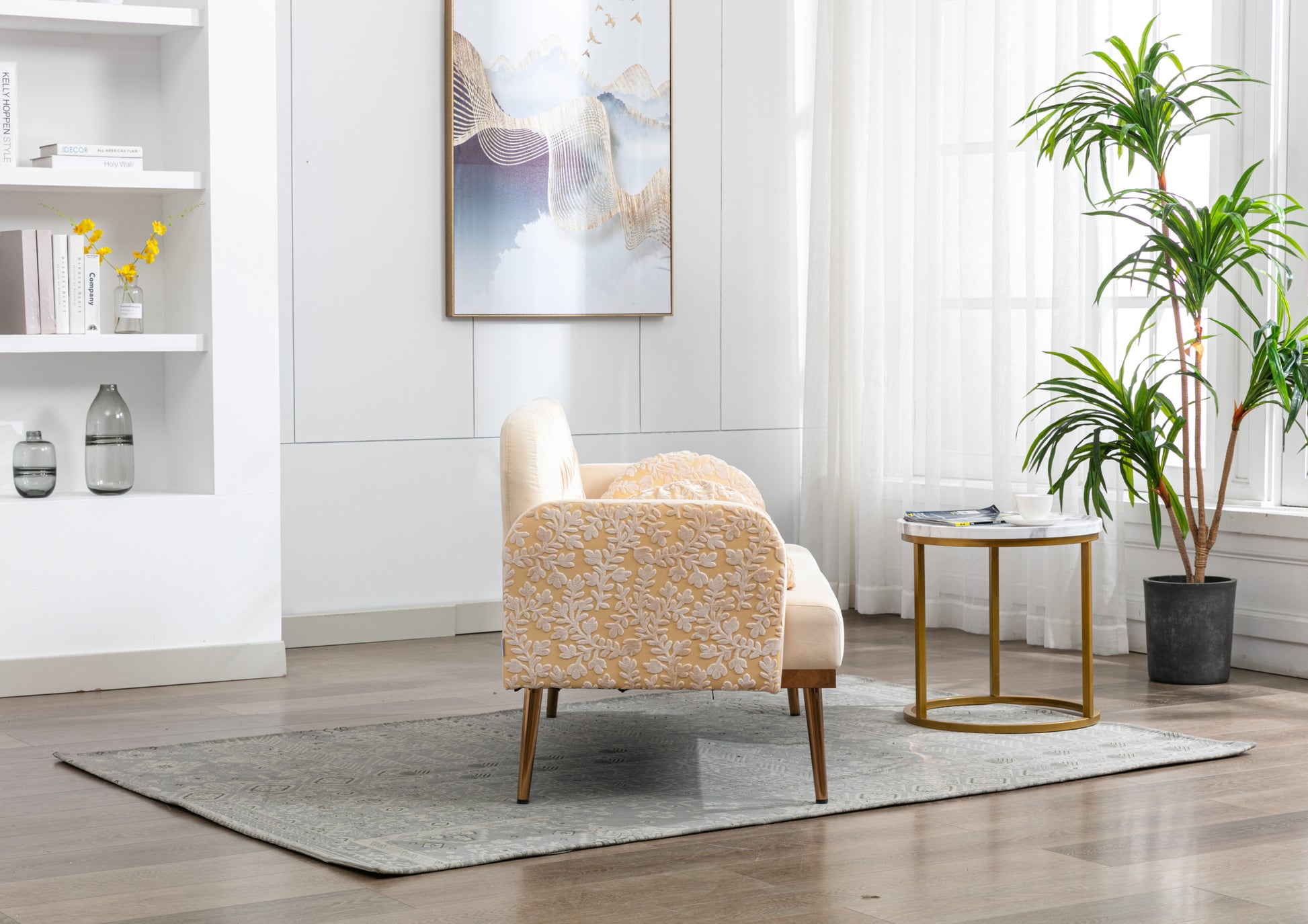 Coolmore Modern Velvet Loveseat Sofacomfy Upholstered 2 Seater Sofa With Gold Metal Legs, Small Loveseat Accent Couch For Living Bedroom Leisure Areas Beige Velvet Beige Foam Polyester 2 Seat
