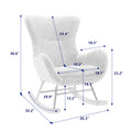 Velvet Fabric Padded Seat Rocking Chair With High Backrest And Armrests Dark Grey Foam Upholstered