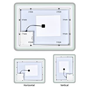 Simple Deluxe 36 X 28 Inch Large Wall Anti Fog Dimmable Led Bathroom Vanity Makeup Mirror With White Warm Light Horizontal Vertical , Transparent White Glass