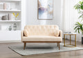 Coolmore Modern Velvet Loveseat Sofacomfy Upholstered 2 Seater Sofa With Gold Metal Legs, Small Loveseat Accent Couch For Living Bedroom Leisure Areas Beige Velvet Beige Foam Polyester 2 Seat