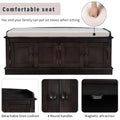 Storage Bench With 4 Doors And Adjustable Shelves, Shoe Bench With Removable Cushion For Living Room, Entryway Espresso Espresso Solid Wood