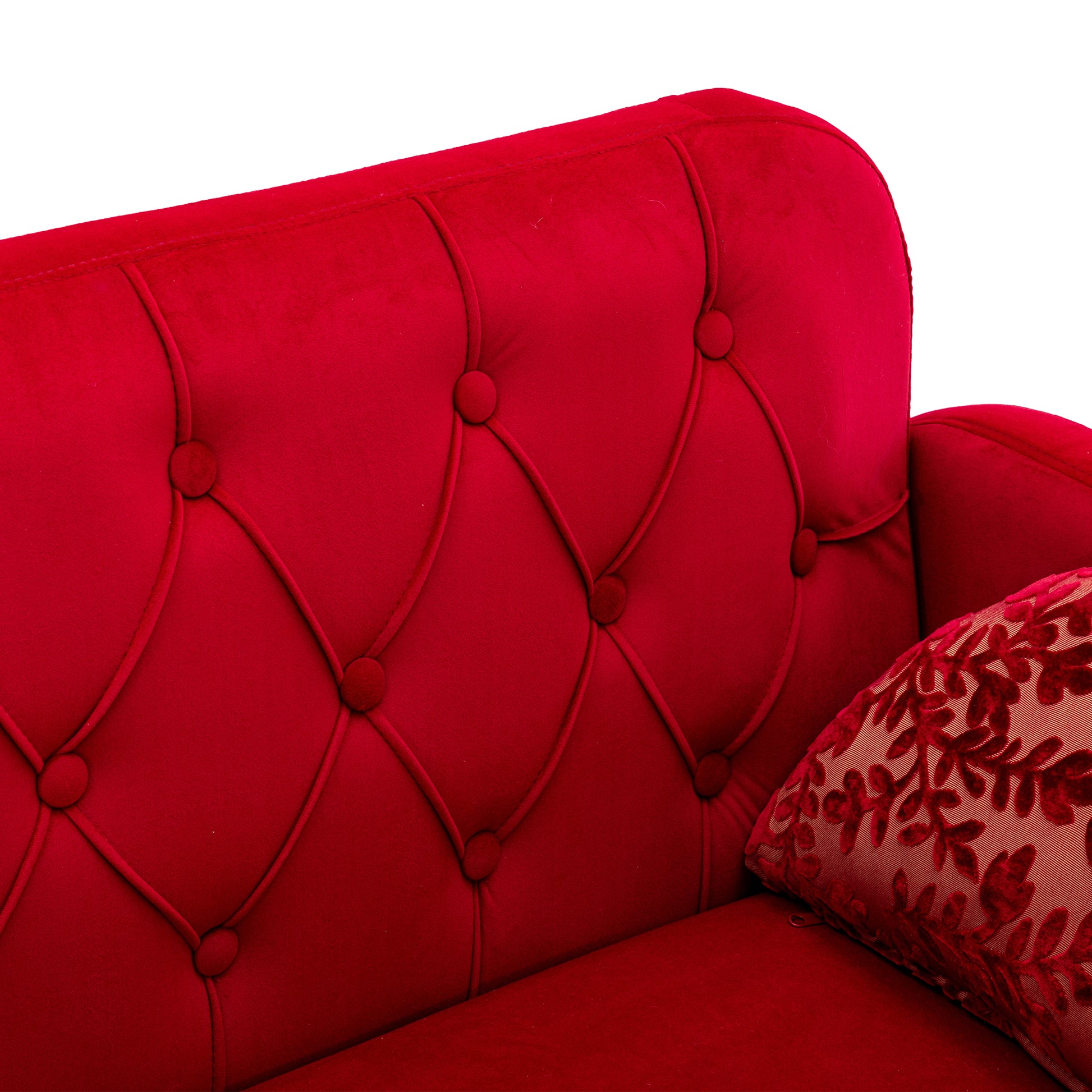 Coolmore Modern Velvet Loveseat Sofacomfy Upholstered 2 Seater Sofa With Gold Metal Legs, Small Loveseat Accent Couch For Living Bedroom Leisure Areas Red Velvet Red Foam Polyester 2 Seat