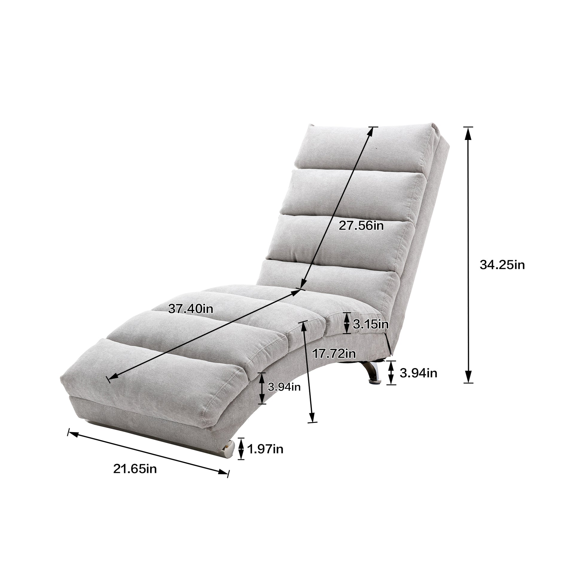 Coolmore Linen Massage Chaise Lounge Indoor With Remote Control,Ergonomic Electric Massage Long Lounger With 5 Modes For Office, Living Room,Bedroom Light Grey Light Grey Foam Linen