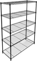 Simple Deluxe Heavy Duty 5 Shelf Shelving Unit With Wheel And Adjustable Feet, 36'' X 14'' X 60'', 5 Tier Black Iron