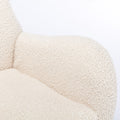 Teddy Fabric Padded Seat Rocking Chair With High Backrest And Armrests Beige Foam Upholstered