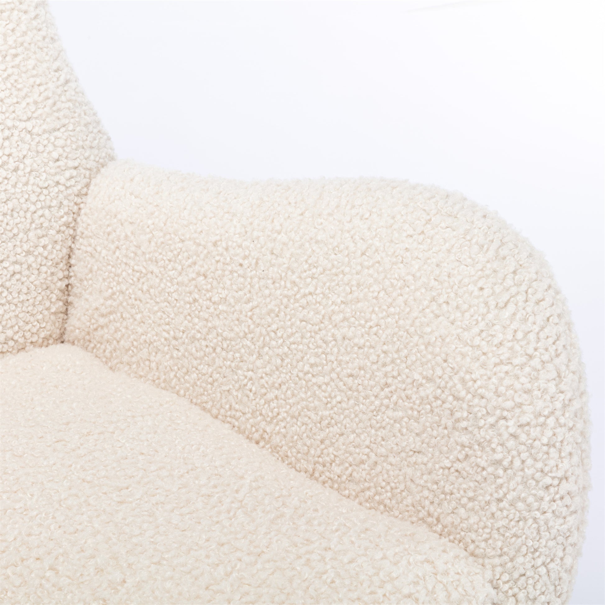 Teddy Fabric Padded Seat Rocking Chair With High Backrest And Armrests Beige Foam Upholstered