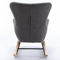 Teddy Fabric Padded Seat Rocking Chair With High Backrest And Armrests Grey Foam Upholstered