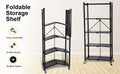 Healsmart 5 Tier Heavy Duty Foldable Metal Rack Storage Shelving Unit With Wheels Moving Easily Organizer Shelves Great For Garage Kitchen Holds Up To 1250 Lbs Capacity, Black Black Iron