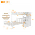 Twin Over Full Loft Bed With Staircase,White Old Sku:Sm000107Aak White Pine