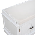 Storage Bench With 4 Doors And Adjustable Shelves, Shoe Bench With Removable Cushion For Living Room, Entryway White White Solid Wood