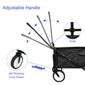 Yssoa Heavy Duty Folding Portable Hand Cart With Removable Canopy, 8'' Wheels, Adjustable Handles And Double Fabric For Shopping, Picnic, Beach, Camping Black Steel