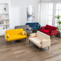 Coolmore Modern Velvet Loveseat Sofacomfy Upholstered 2 Seater Sofa With Gold Metal Legs, Small Loveseat Accent Couch For Living Bedroom Leisure Areas Red Velvet Red Foam Polyester 2 Seat