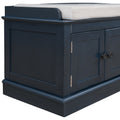 Storage Bench With 4 Doors And Adjustable Shelves, Shoe Bench With Removable Cushion For Living Room, Entryway Antique Navy Antique Navy Solid Wood