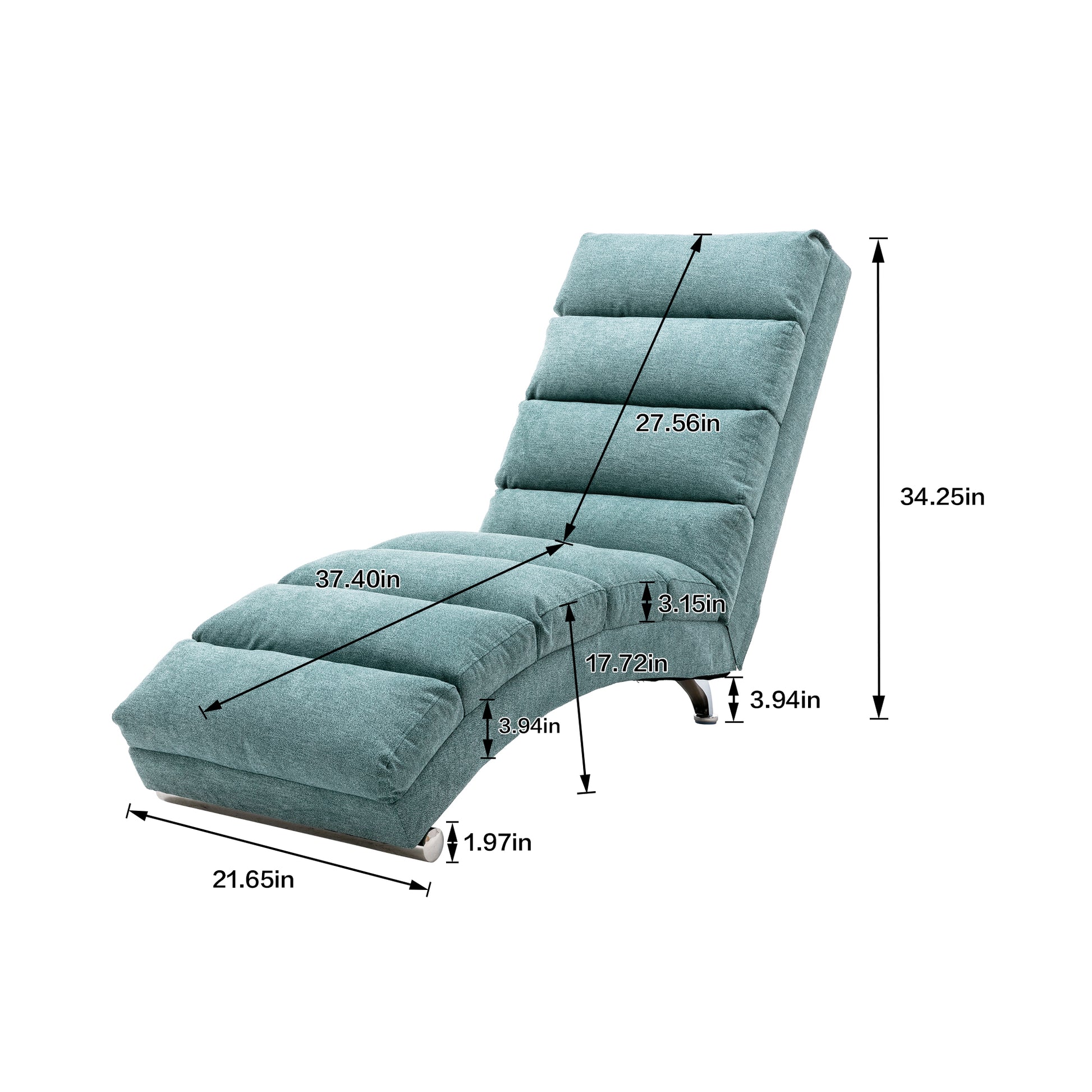 Coolmore Linen Massage Chaise Lounge Indoor With Remote Control,Ergonomic Electric Massage Long Lounger With 5 Modes For Office, Living Room,Bedroom Teal Teal Foam Linen