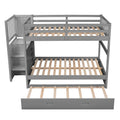 Full Over Full Bunk Bed With Twin Size Trundle, Gray Old Sku: Lt000026Aae Gray Solid Wood