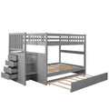 Full Over Full Bunk Bed With Twin Size Trundle, Gray Old Sku: Lt000026Aae Gray Solid Wood