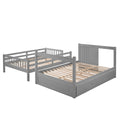 Full Over Full Bunk Bed With Twin Size Trundle, Gray Old Sku: Lt000026Aae Gray Solid Wood