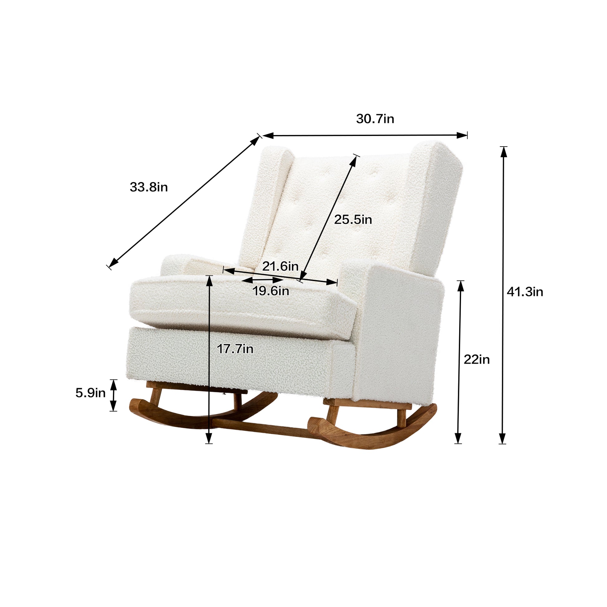 Coolmore Living Room Comfortable Rocking Chair Accent Chair White Teddy Polyester